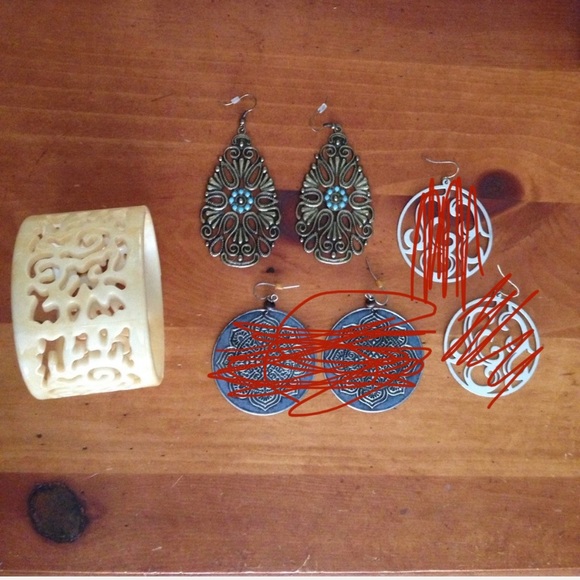 Urban Outfitters Jewelry - 1 pair western boho earrings and cuff Outfitters